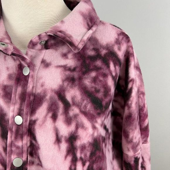 NWT ABOUND Pink Acid Wash Snap Button Shacket (XL) - Picture 3 of 8